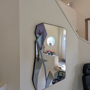 Modern Abstract Wall Mirror with Purple and Blue Accents